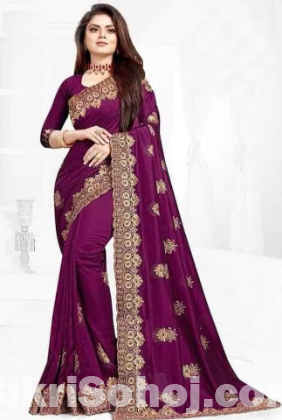 ইন্ডিয়ান জর্জেট শাড়ি ব্লাউজ পিস সহ